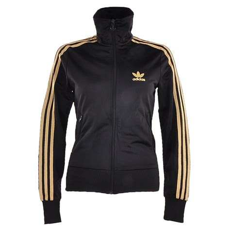 schwarze adidas jacke mit goldenen streifen|Schwarze Jacken .